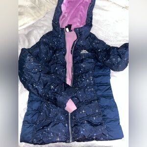 ZEROEPOSUR Girls Navy and Pink Puffer Jacket